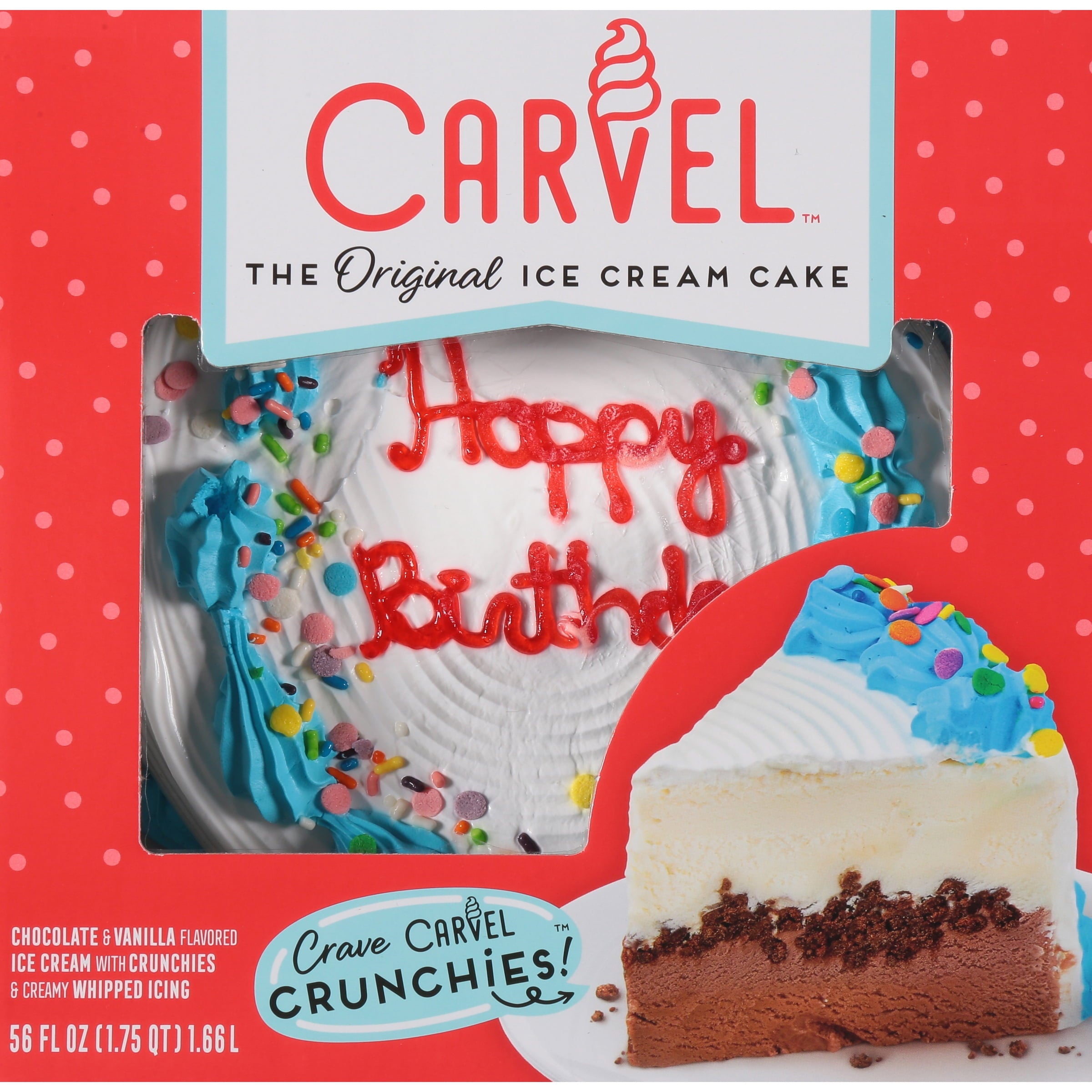 Chocolate Vanilla Ice Cream Cake With Crunchies Round 56 Fl Oz Carvel