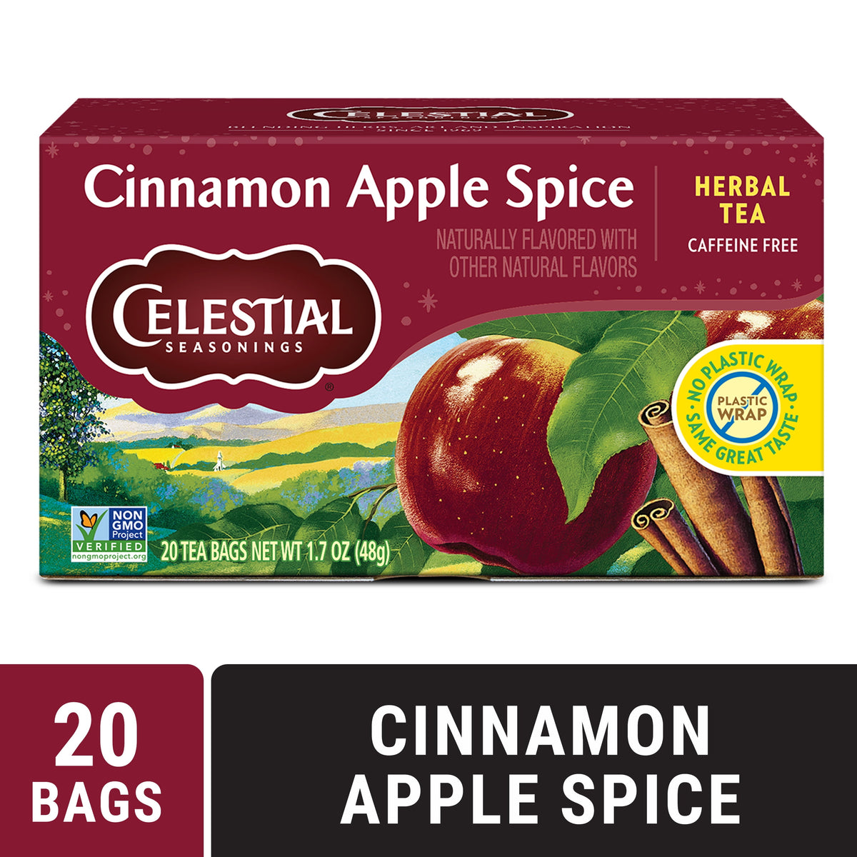 Celestial Seasonings Cinnamon Apple Spice Caffeine-Free Herbal Tea Bags 1.7 oz 20 Count