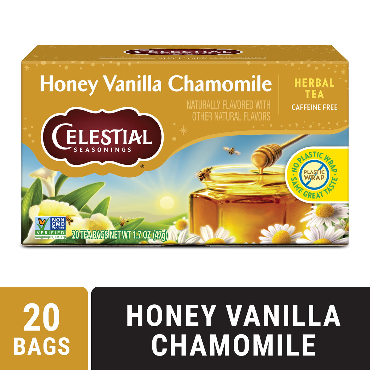 Celestial Seasonings Honey Vanilla Chamomile Caffeine-Free Herbal Tea Bags 1.7 oz 20 Count