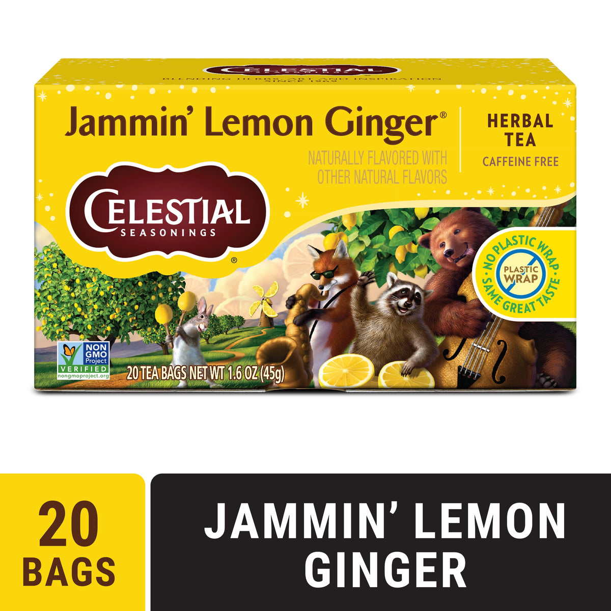 Celestial Seasonings Jammin' Lemon Ginger Caffeine-Free Herbal Tea Bags 1.7 oz 20 Count