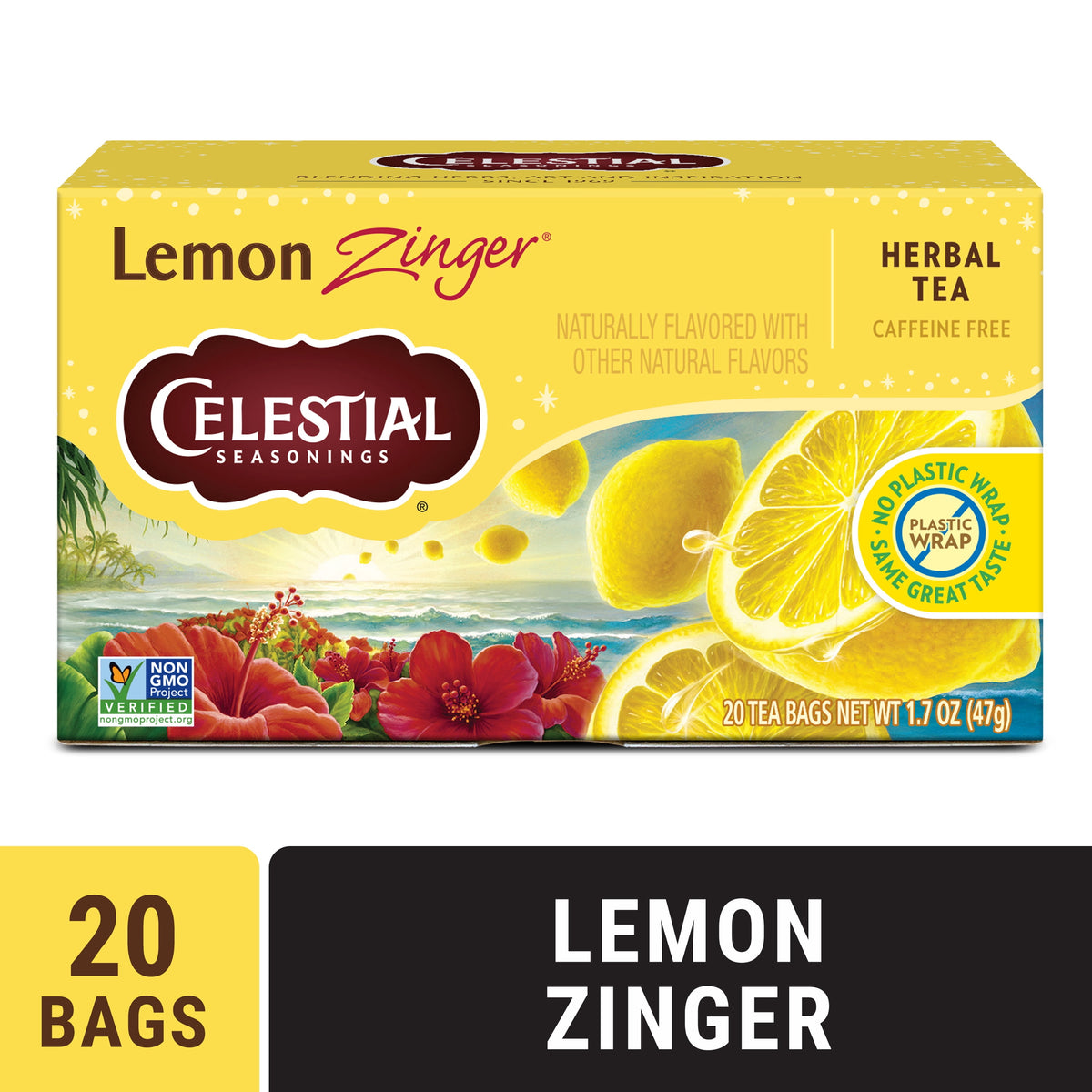 Celestial Seasonings Lemon Zinger Caffeine-Free Herbal Tea Bags 1.7 oz 20 Count
