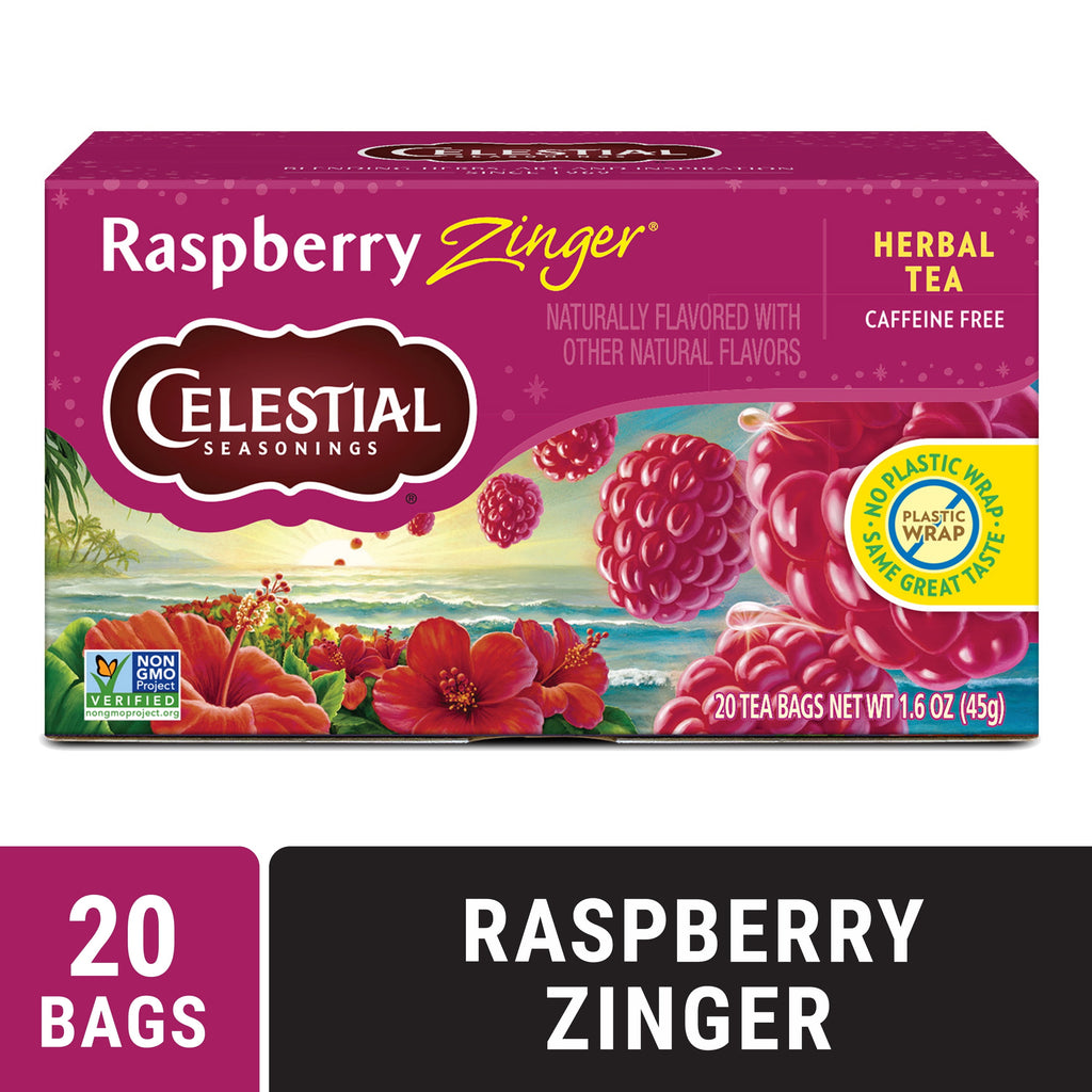 Celestial Seasonings Raspberry Zinger Caffeine-Free Herbal Tea Bags 1.7 oz 20 Count