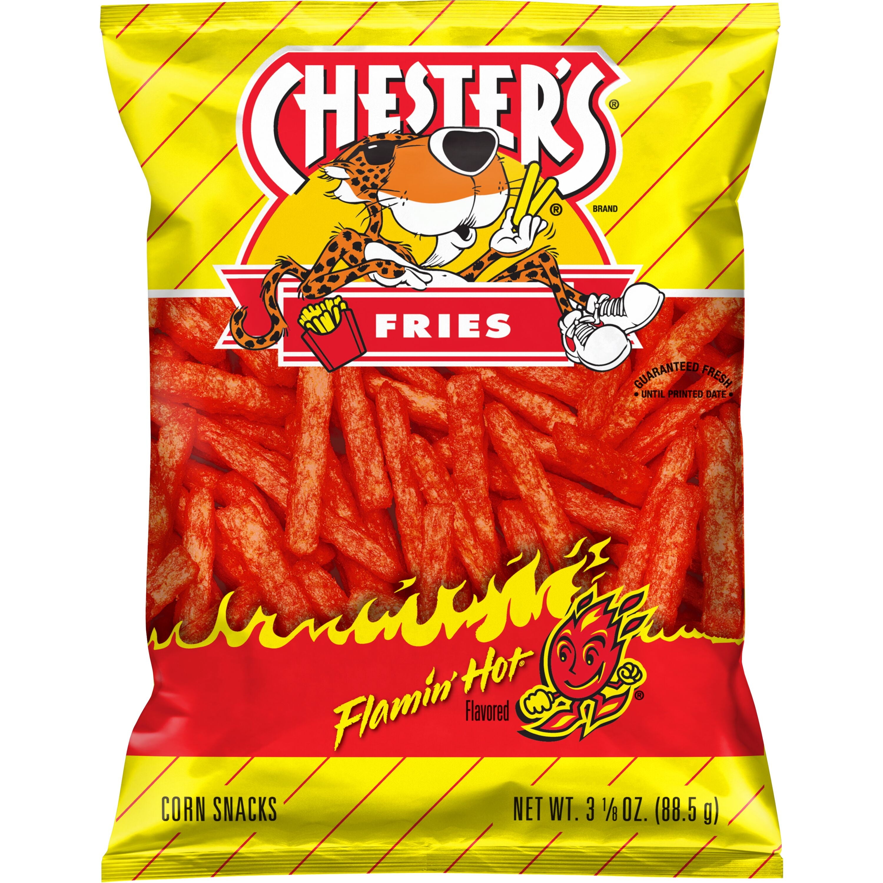 Flamin' Hot Flavored Corn Snacks Fries 3.125 Oz 1 Count Chester's