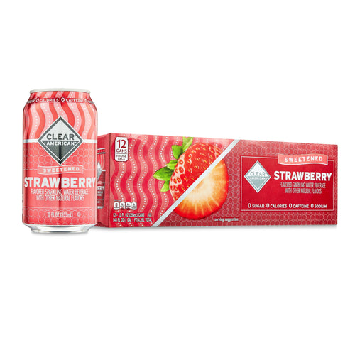 Clear American Strawberry Sparkling Water 12 fl oz Cans 12 Pack