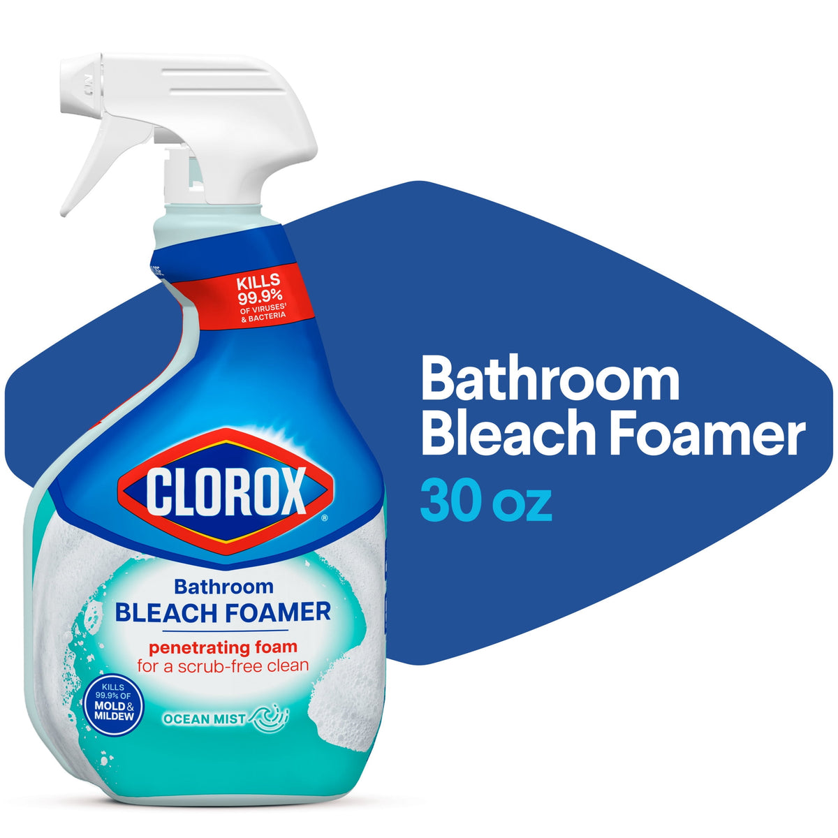 Clorox Bleach Foamer Bathroom Shower Cleaner Spray Ocean Mist 30 fl oz