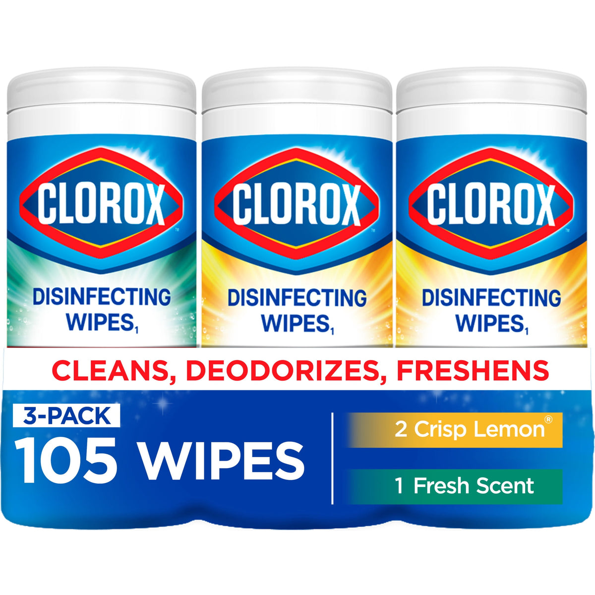 Clorox Disinfecting Cleaning Wipes Variety Pack Bleach Free Fresh Scent and Crisp Lemon 35 Count Pack of 3