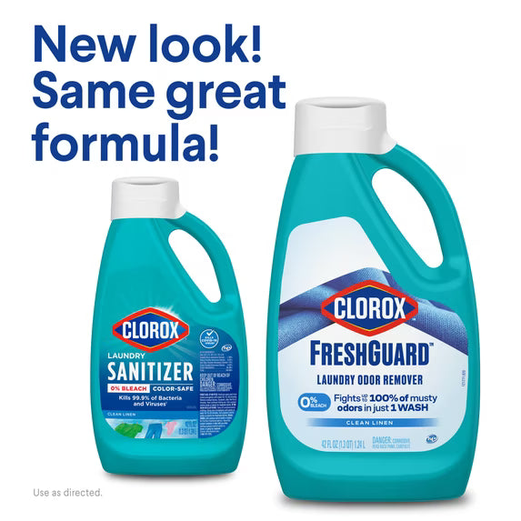 Clorox FreshGuard Laundry Odor Remover, 0% Bleach, Color Safe, Clean Linen, 42 fl oz
