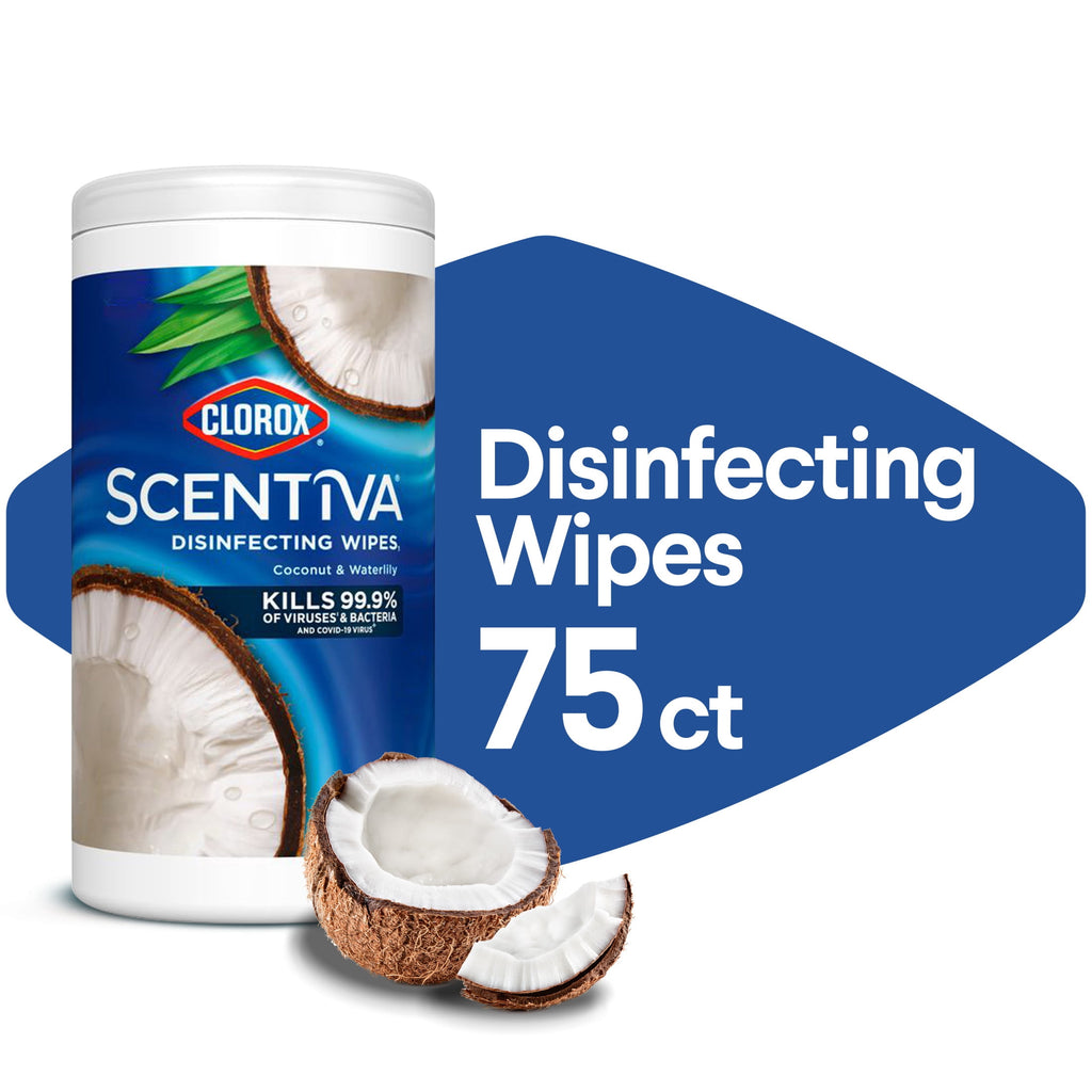 Clorox Scentiva Disinfecting Wipes Coconut & Waterlily 75 Count