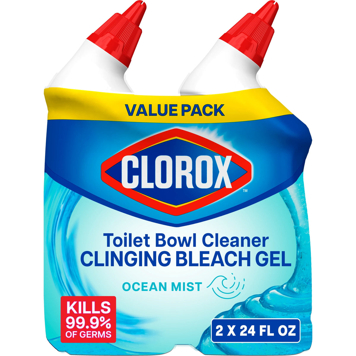 Clorox Toilet Bowl Cleaner Clinging Bleach Gel Ocean Mist 24 fl oz