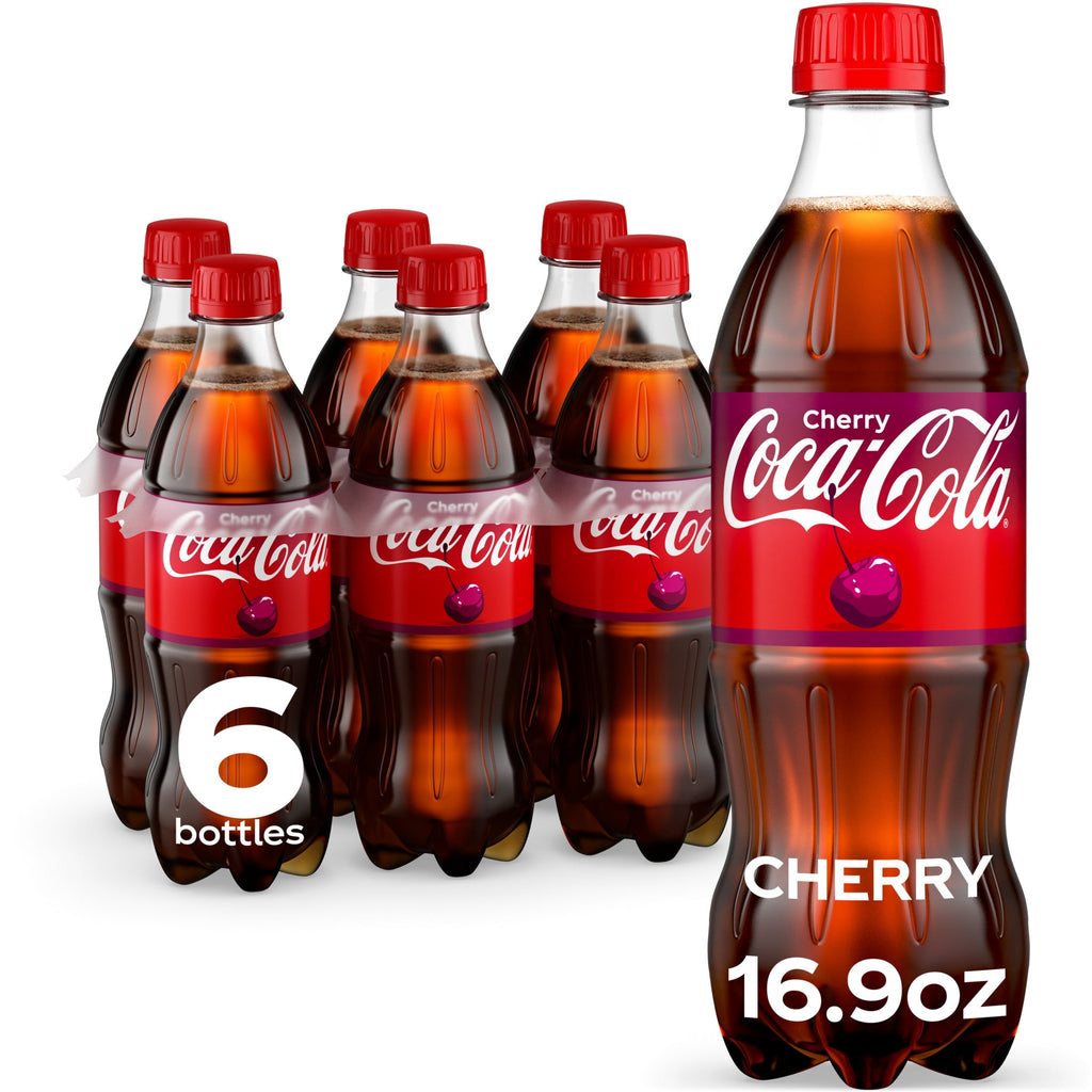 Cherry Soda Pop Bottles 16.9 Fl Oz 6 Pack Coca-Cola