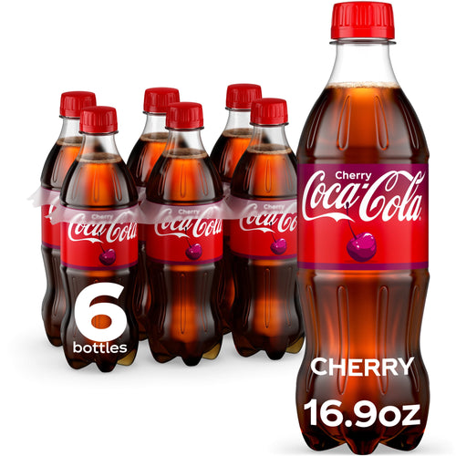 Cherry Soda Pop Bottles 16.9 Fl Oz 6 Pack Coca-Cola