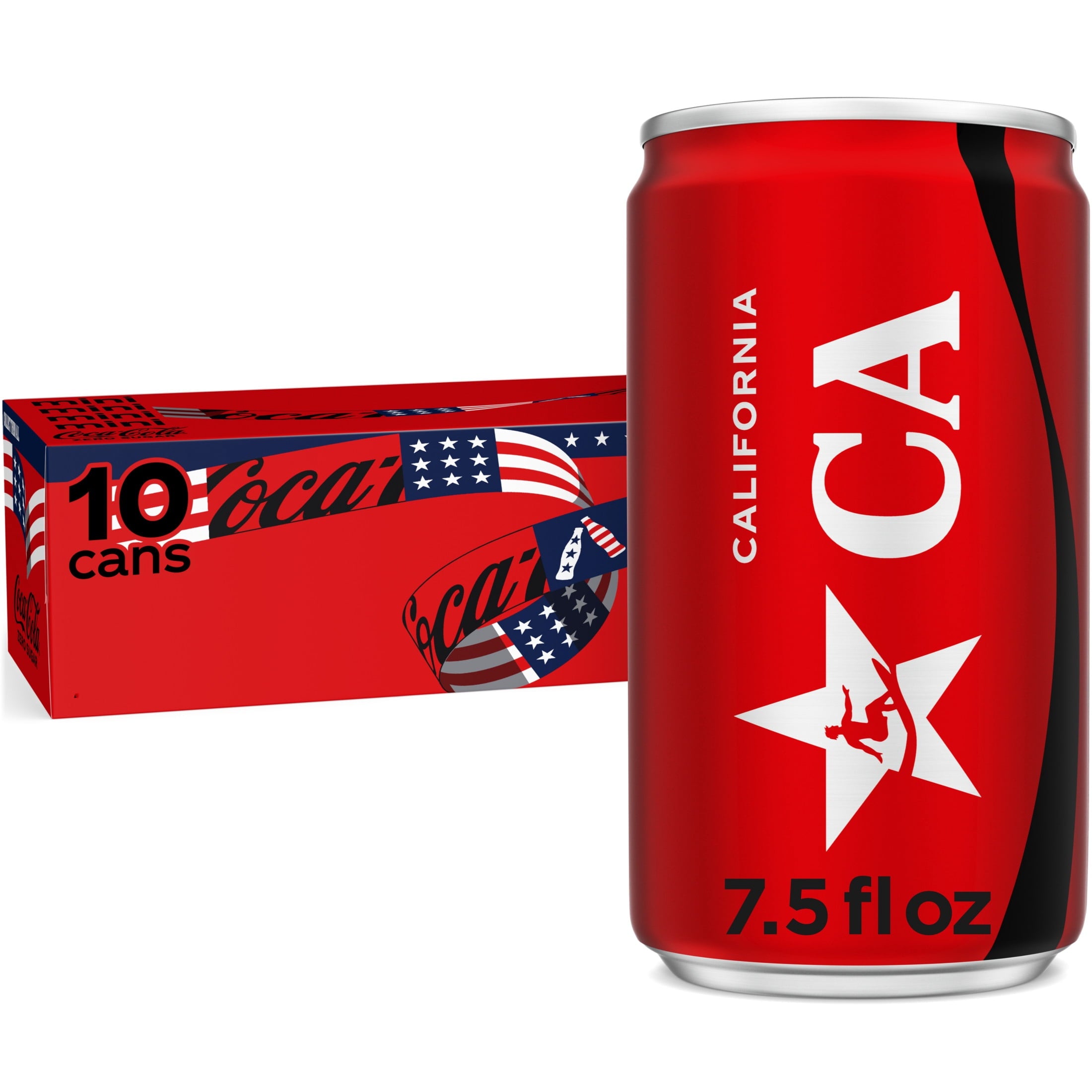 Zero Sugar Soda Pop Fridge Pack Mini Cans 7.5 Fl Oz 10 Pack Coca-Cola
