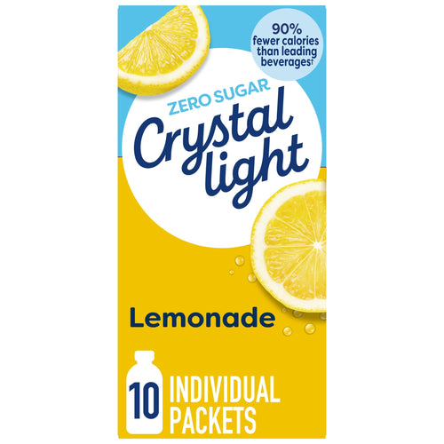 Crystal Light On The Go Naturally Decaffeinated Zero Sugar Lemonade Drink Mix 1.4 oz 10 Count