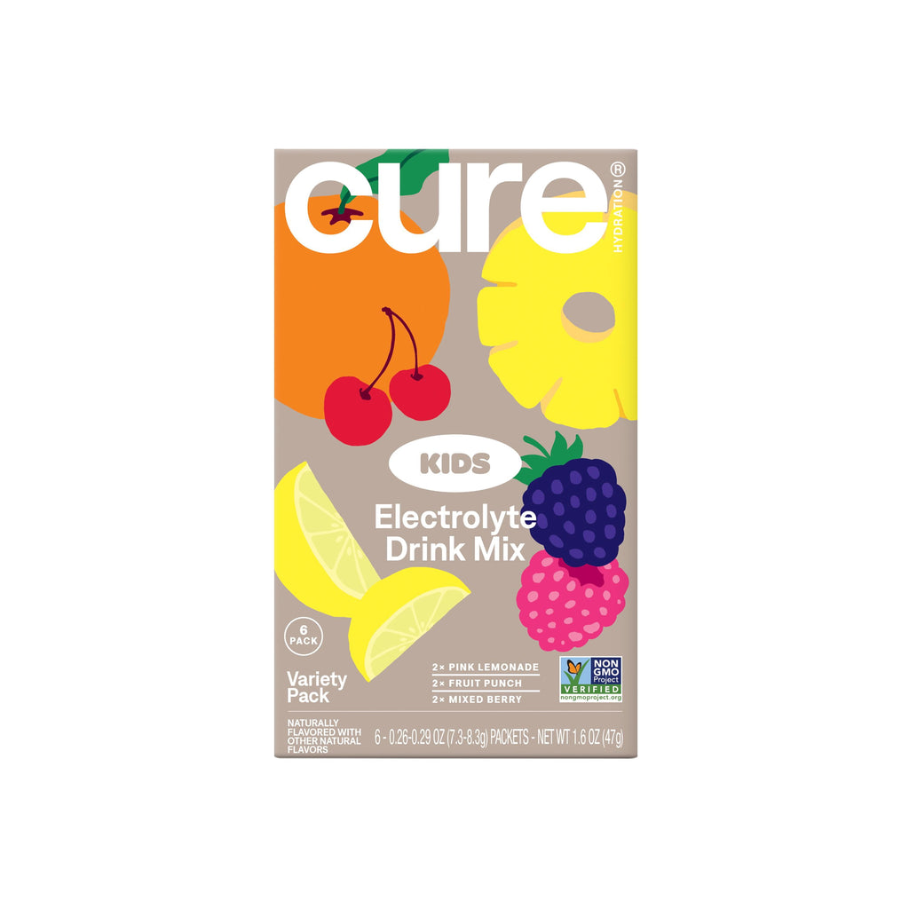Cure Hydration Kids Coconut Water Electrolyte Drink Mix Variety Pack 6 Count