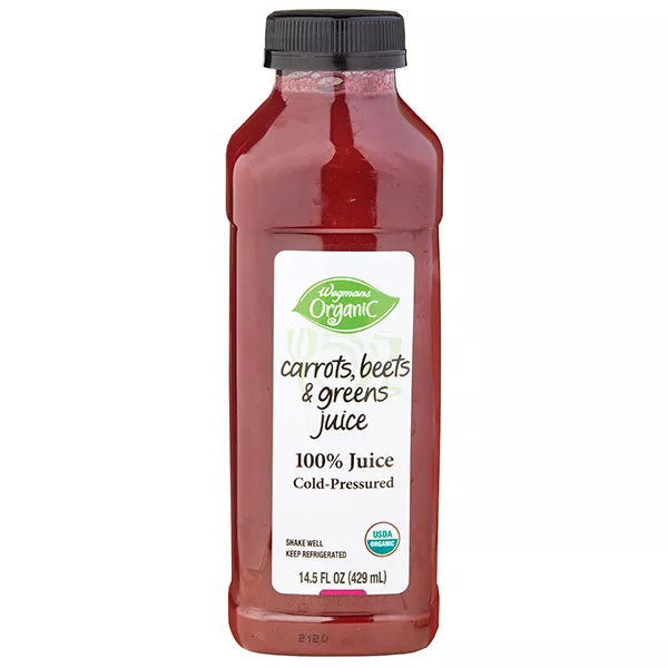Wegmans Organic Juice, Carrots, Beets & Greens, Cold Pressured
14.5 fl. oz.