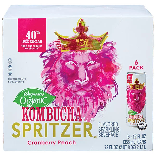 Wegmans Organic Cranberry Peach Kombucha Spritzer, 6 Pack
72 fl. oz.
