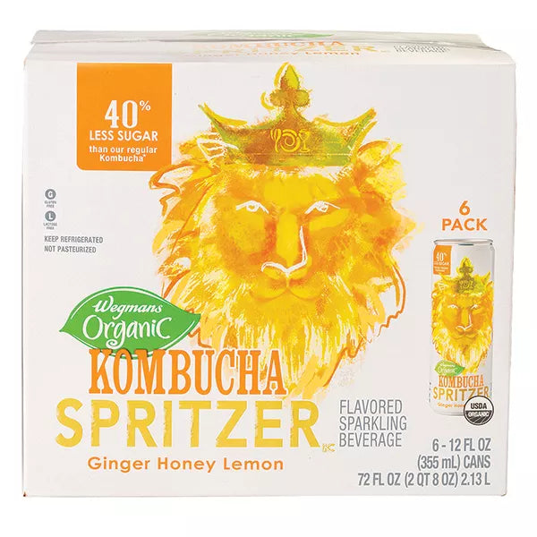 Wegmans Organic Ginger Honey Lemon Kombucha Spritzer, 6 Pack
72 fl. oz.