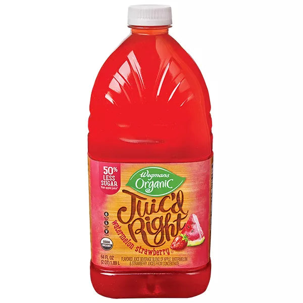 Wegmans Organic Juic'd Right, Watermelon Strawberry 64 fl. oz.