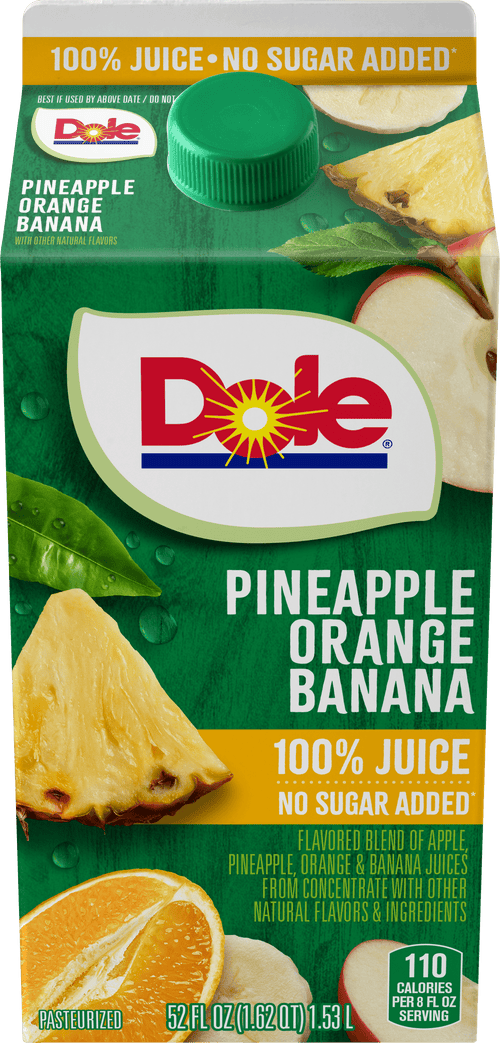 Dole 100% Pineapple Orange Banana Juice Pulp-Free Chilled 52 fl oz