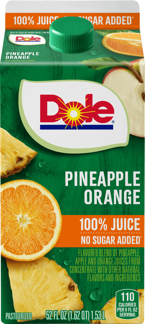 Dole 100% Pineapple Orange Juice Pulp-Free Chilled 52 fl oz