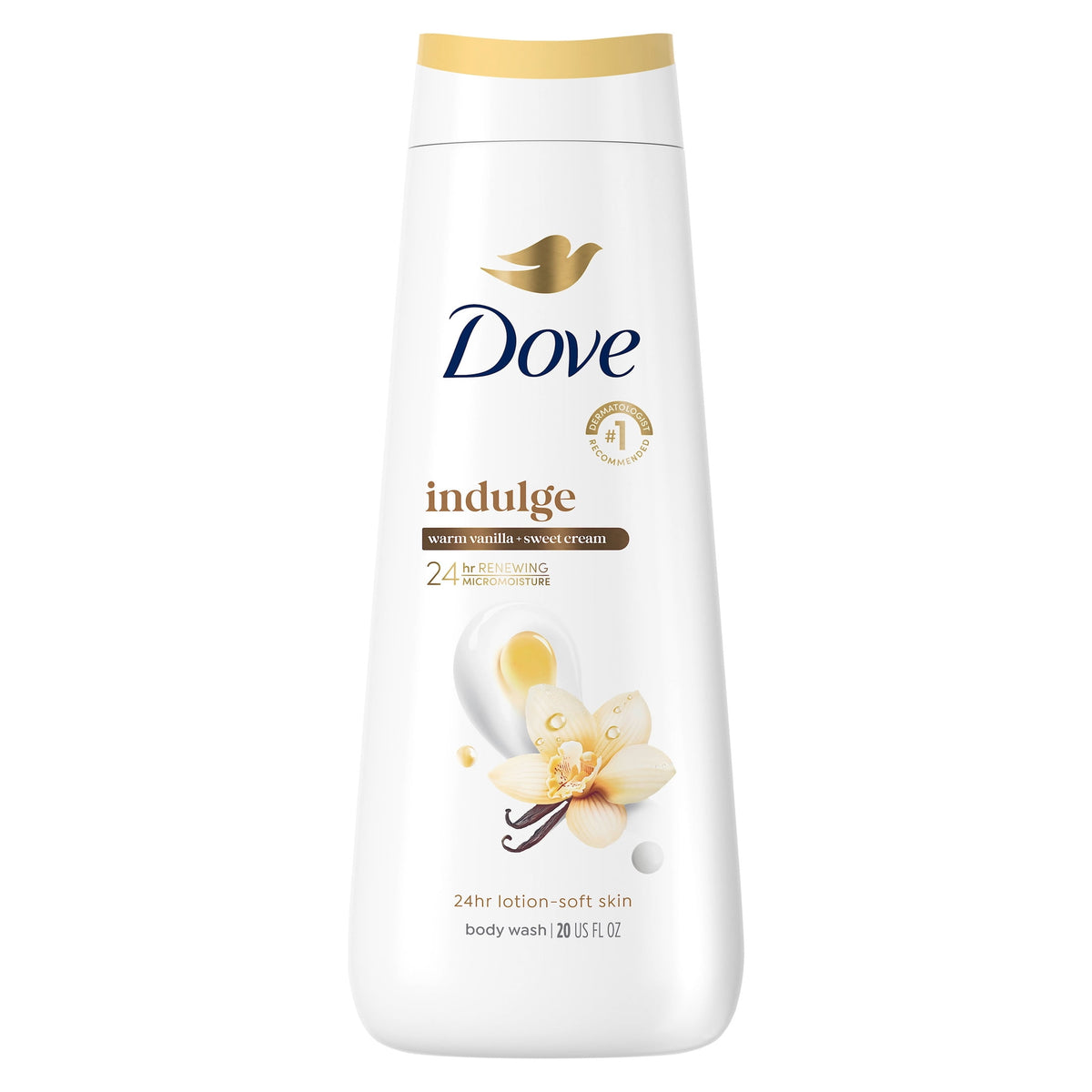 Dove Indulge Body Wash Warm Vanilla & Sweet Cream Moisturizing Cleanser 20 fl oz