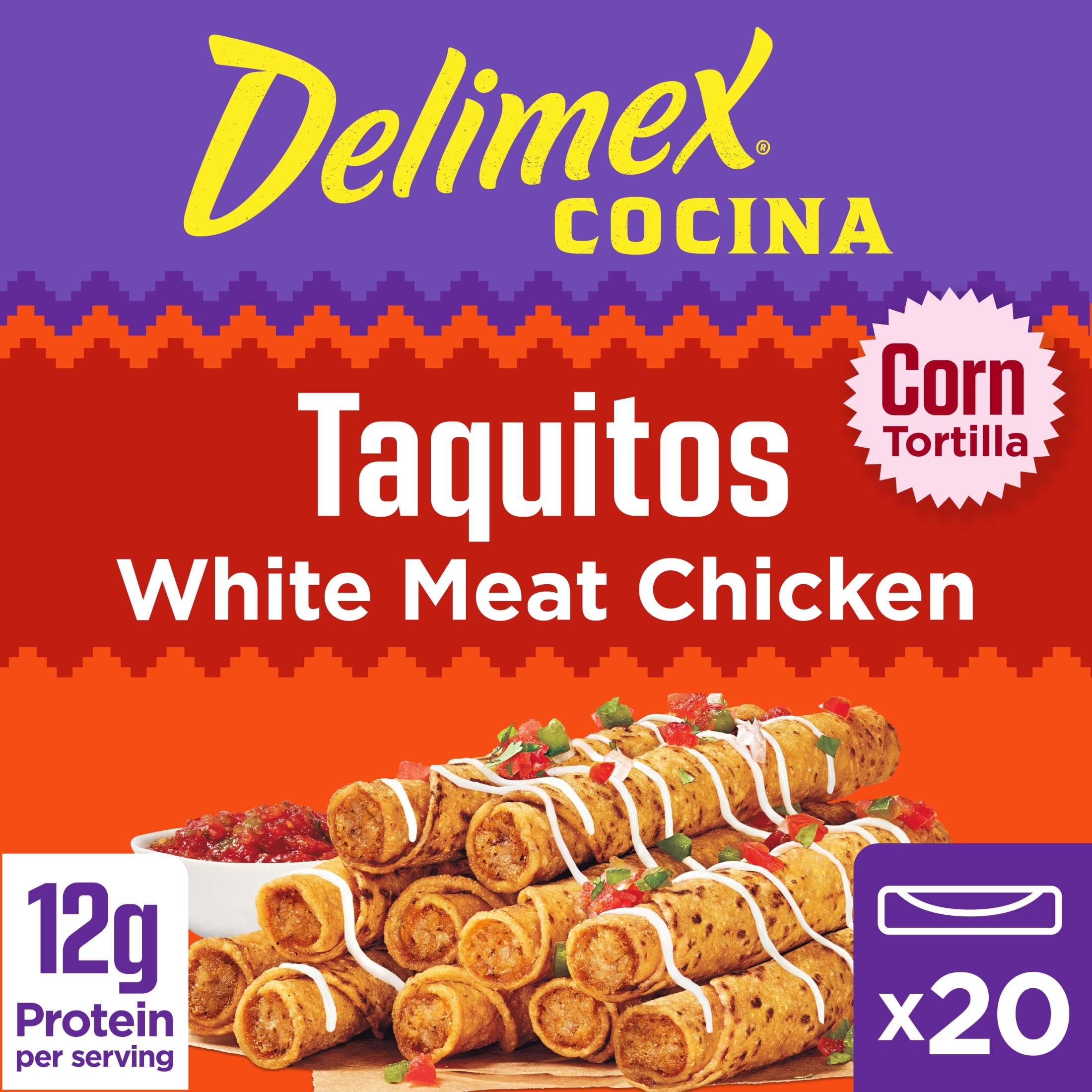 Delimex White Meat Chicken Taquitos Frozen Snacks 20 Count 20 Oz