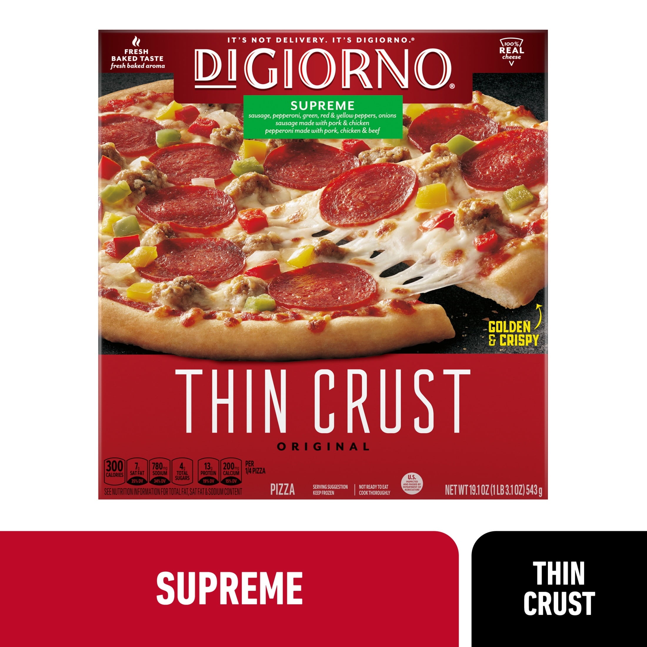 DiGiorno Thin Crust Supreme Frozen Pizza 19.1 Oz