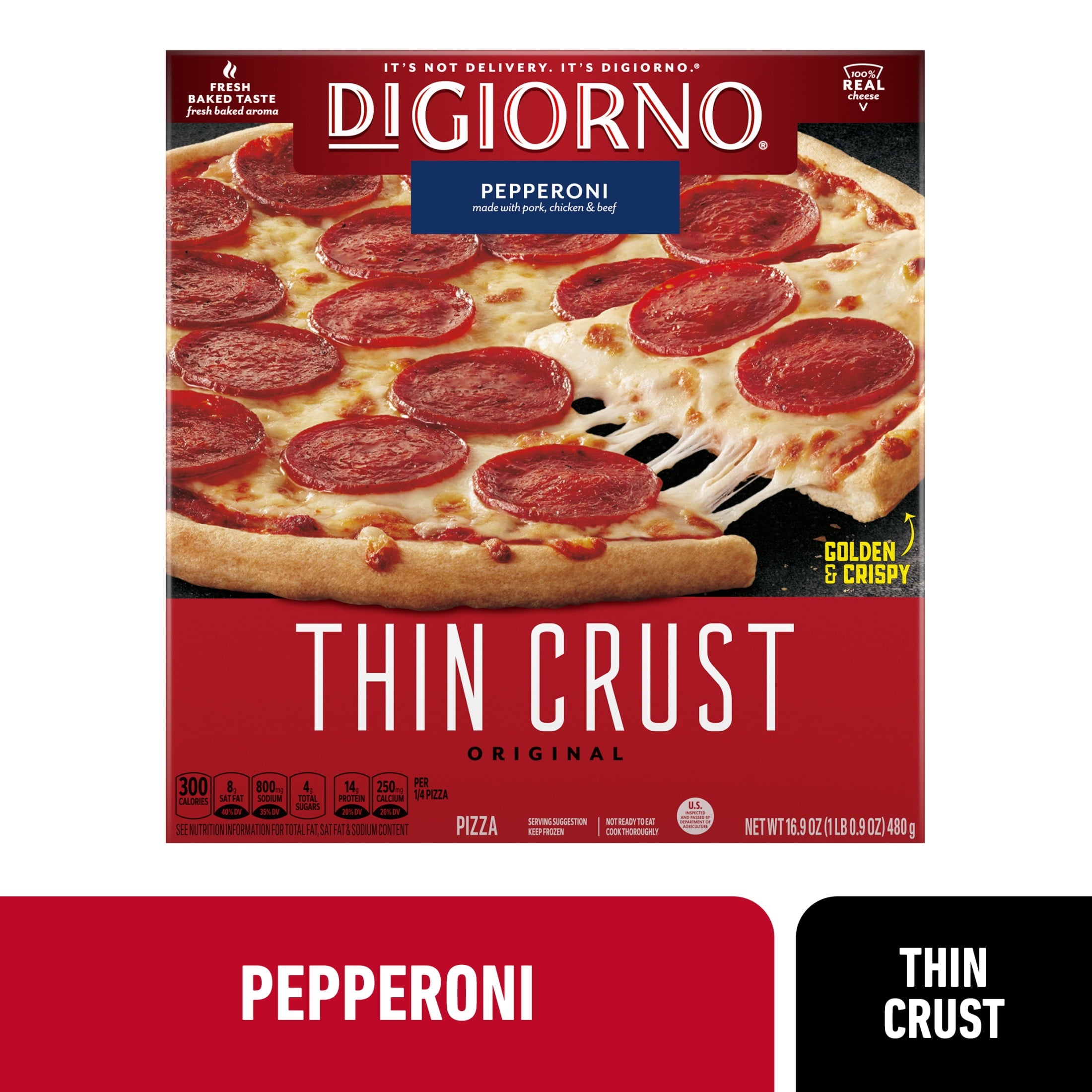 DiGiorno Thin Crust Pepperoni Frozen Pizza 16.9 Oz