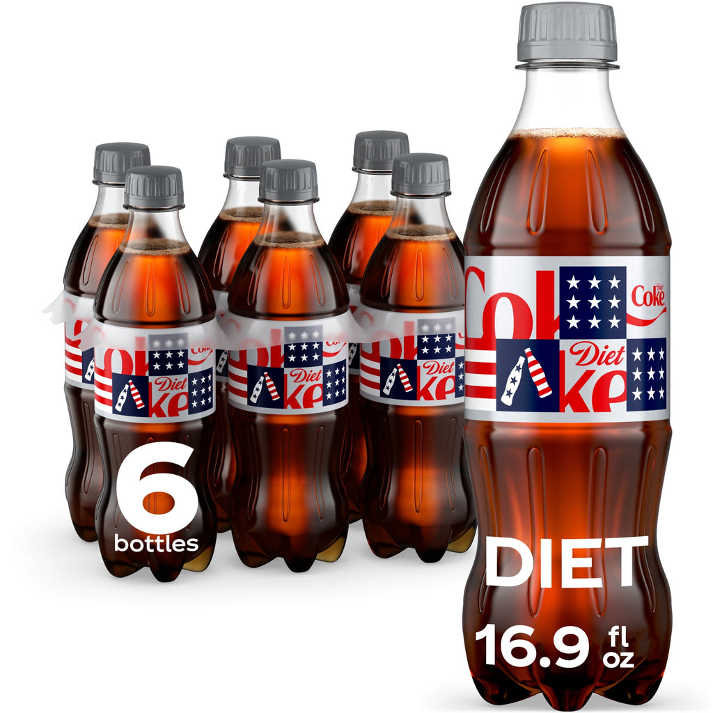 Soda Pop Bottles 16.9 Fl Oz 6 Pack Diet Coke