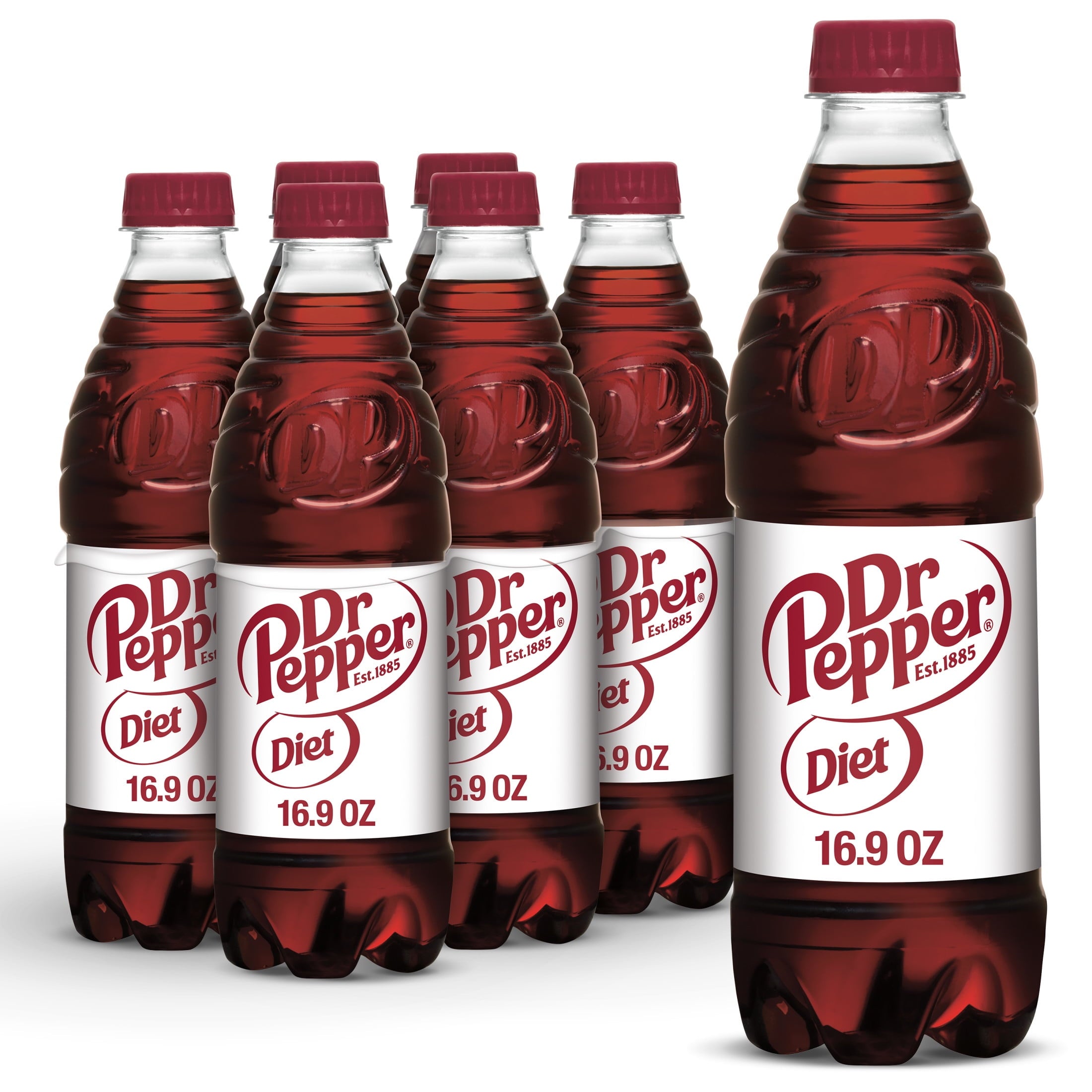 Diet Dr Pepper Soda Pop Bottles 16.9 Fl Oz 6 Pack