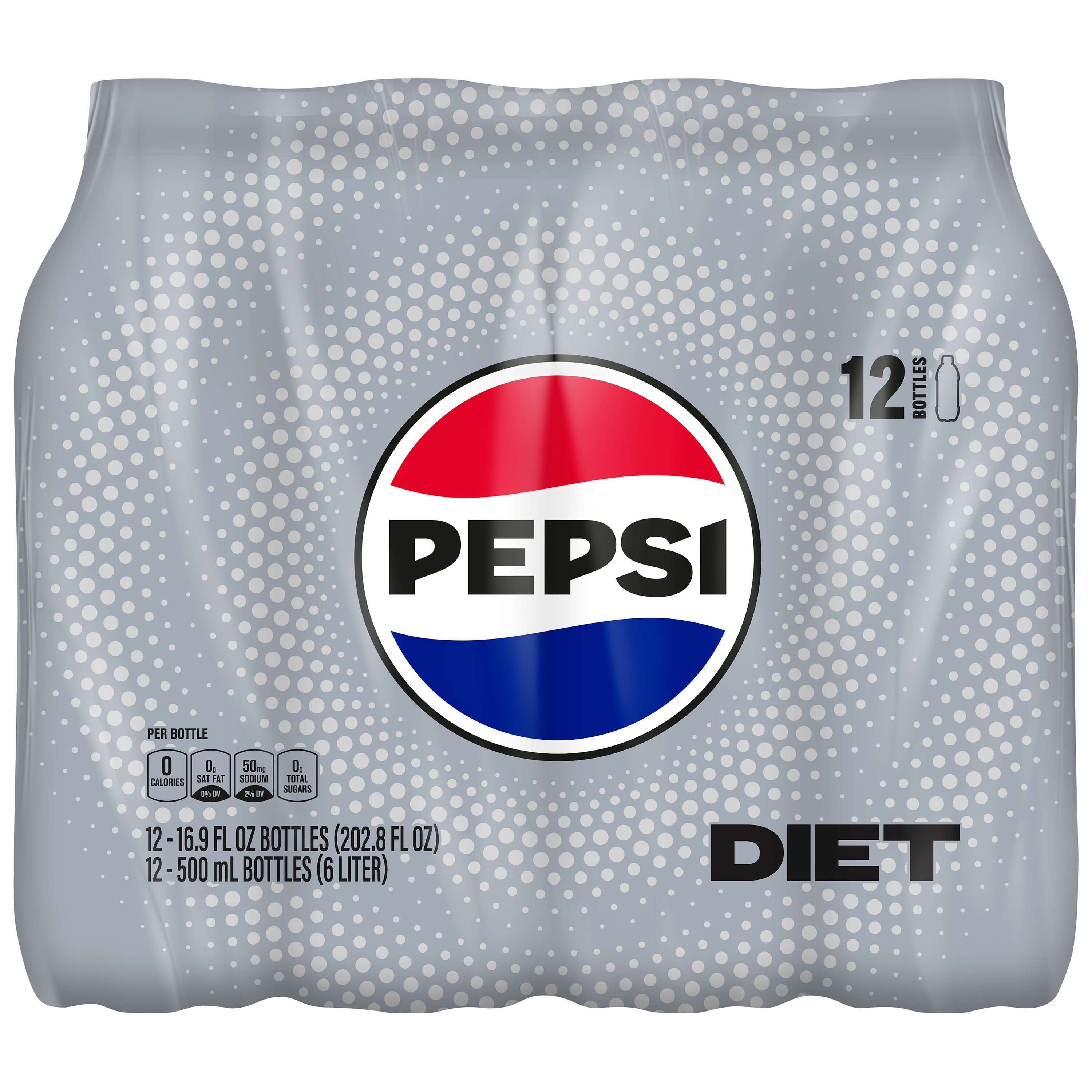 Diet Pepsi Cola Soda Pop Bottles 16.9 Fl Oz 12 Pack
