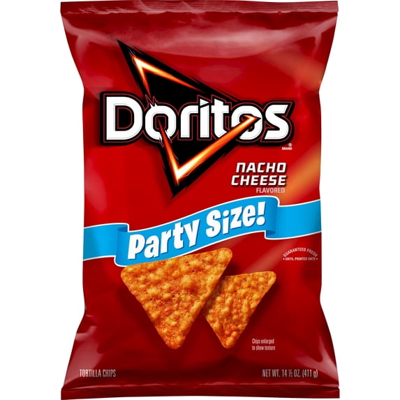 Nacho Cheese Flavored Tortilla Chips Party Size 14.5 Oz 1 Count Doritos