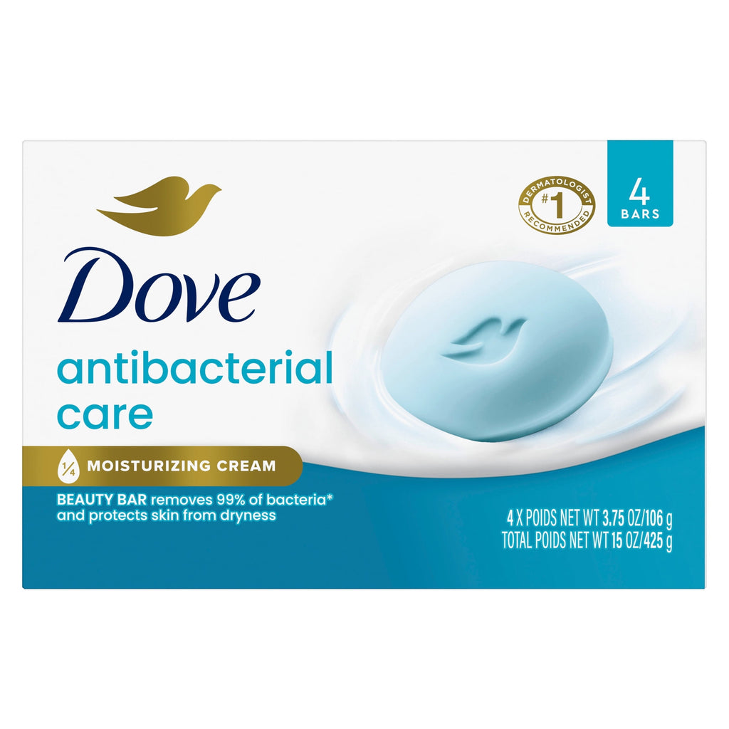 Dove Care & Protect Antibacterial Beauty Bar Soap Moisturizing 3.75 oz 4 Bars