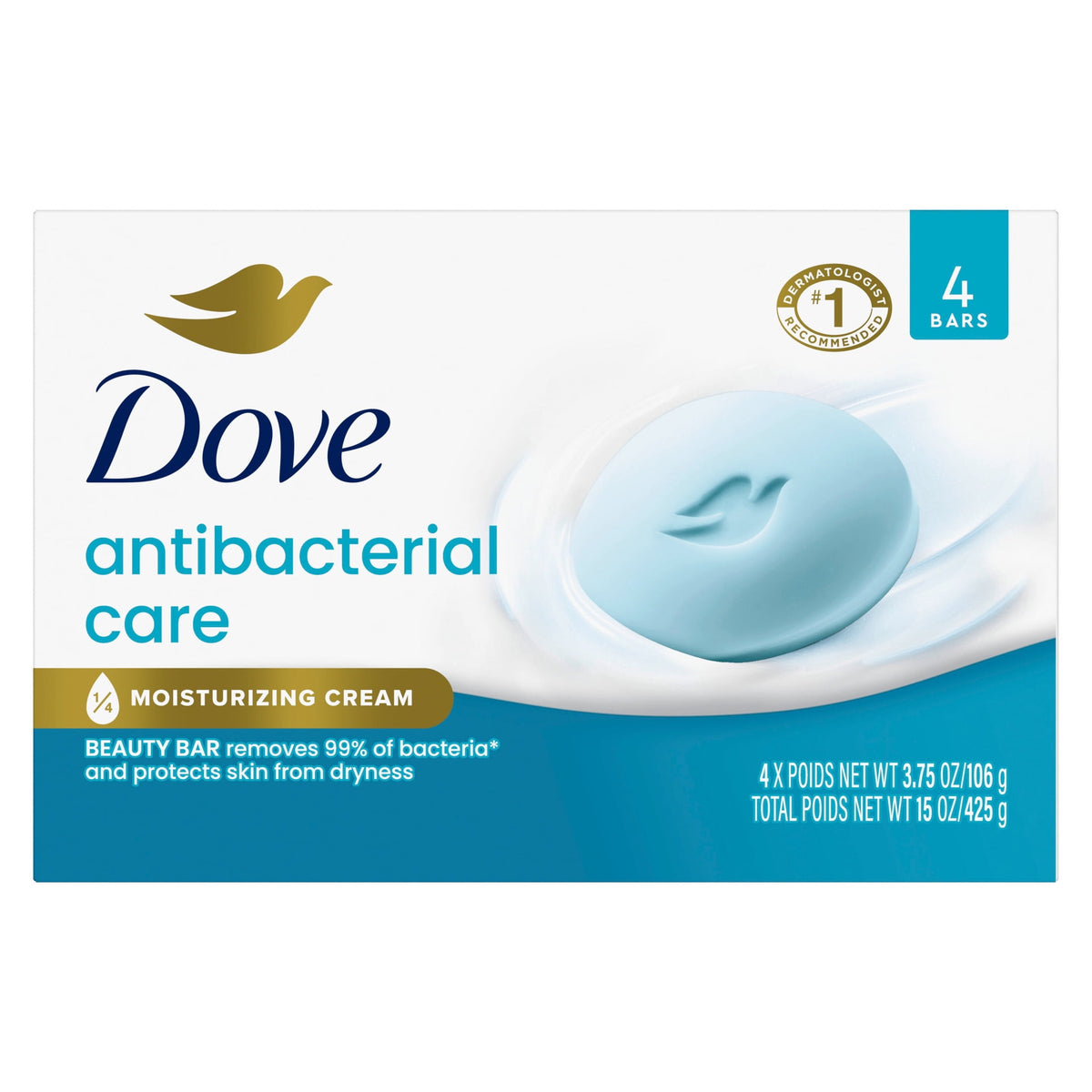 Dove Care & Protect Antibacterial Beauty Bar Soap Moisturizing 3.75 oz 4 Bars