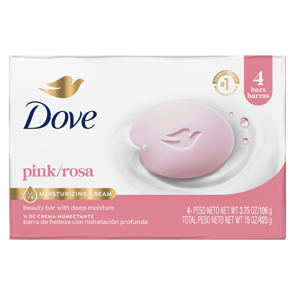 Dove Pink Rosa Beauty Bar Soap Moisturizing 3.75 oz 4 Bars