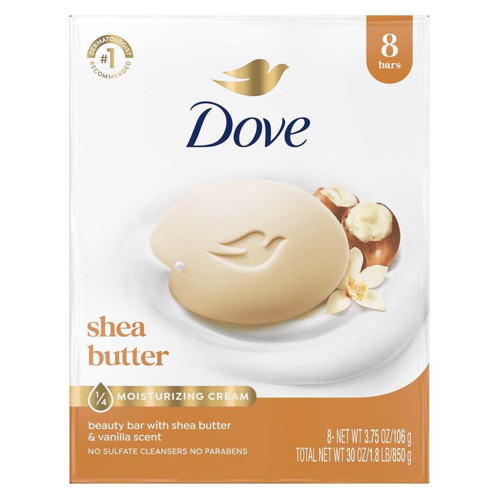 Dove Shea Butter Beauty Bar Soap Moisturizing 3.75 oz 8 Bars