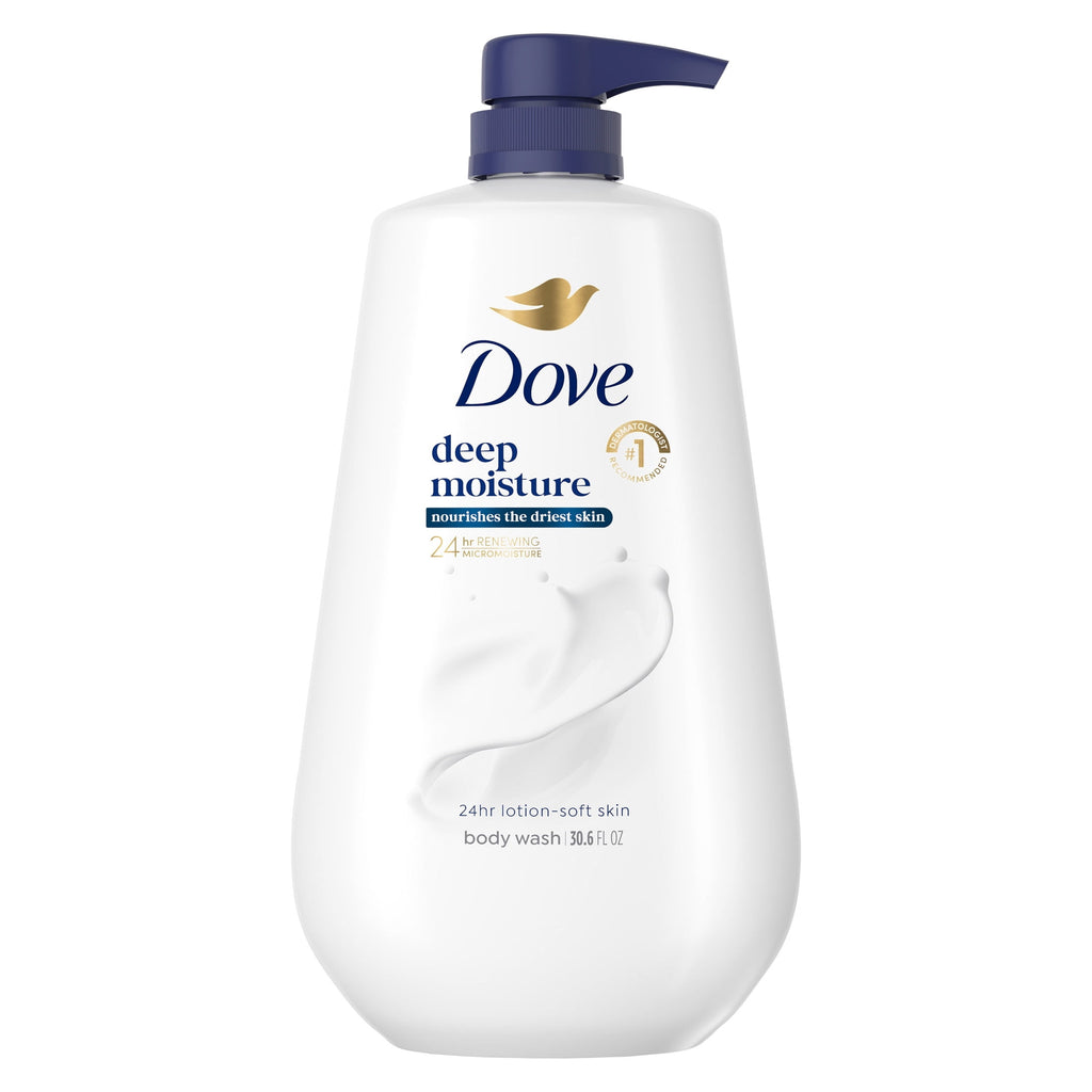 Dove Deep Moisture Body Wash 24hr Lotion-Soft Skin Moisturizing Cleanser 30.6 fl oz