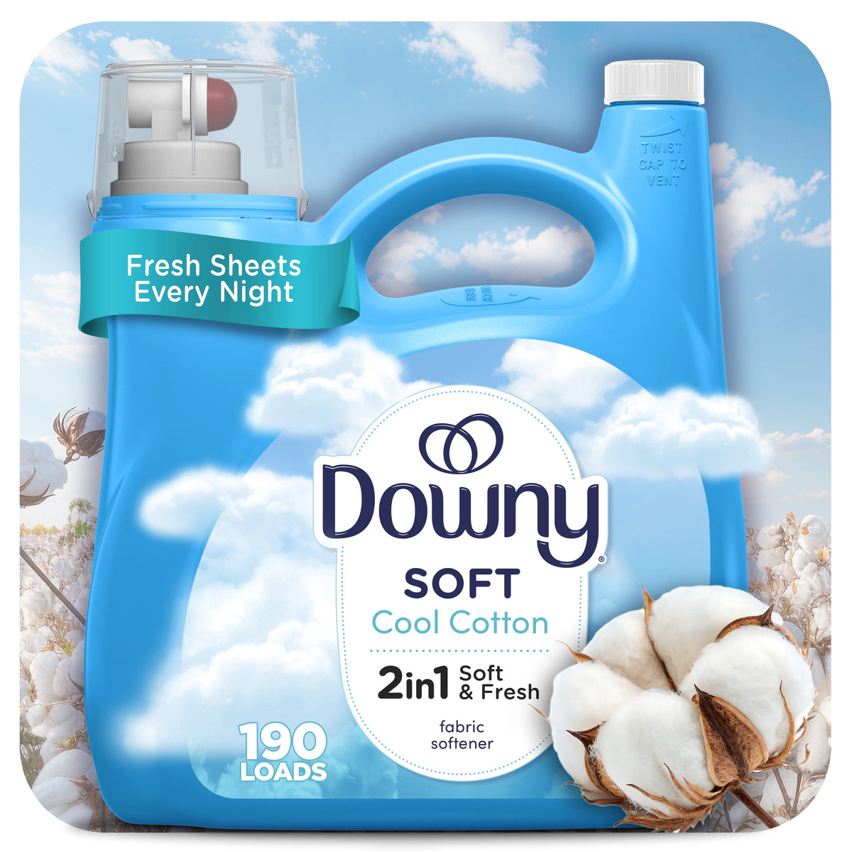 Downy Liquid Fabric Softener Cool Cotton Scent 140 fl oz 190 Loads