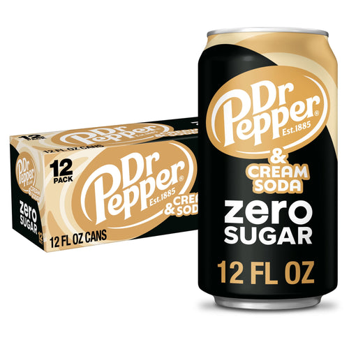 Dr Pepper & Cream Zero Sugar Soda Pop Cans 12 Fl Oz 12 Pack