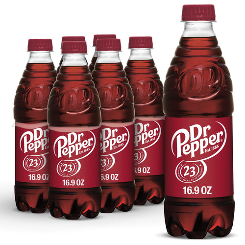 Dr Pepper Soda Pop Bottles 16.9 Fl Oz 6 Pack