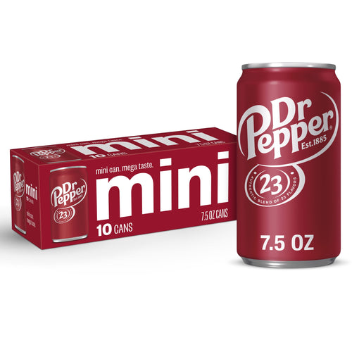 Dr Pepper Soda Pop Cans 7.5 Fl Oz 10 Pack