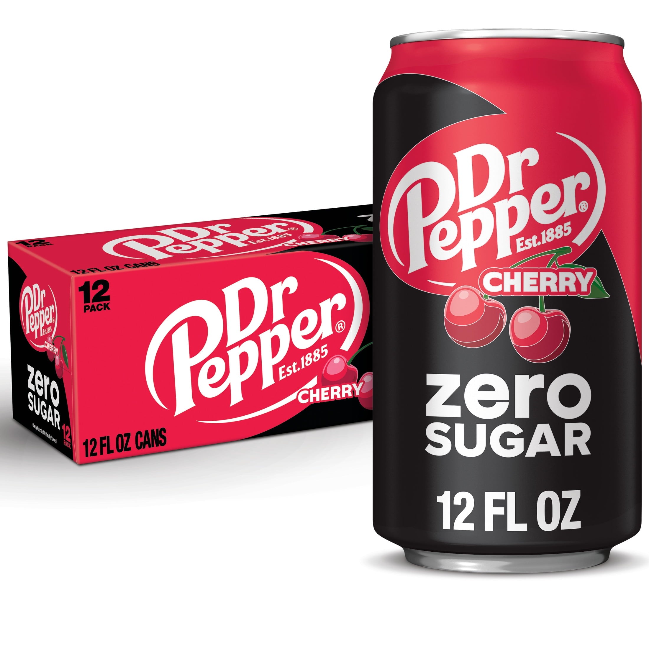Dr Pepper Zero Sugar Cherry Soda Pop Cans 12 Fl Oz 12 Pack
