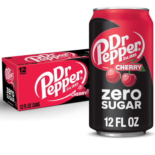 Dr Pepper Zero Sugar Cherry Soda Pop Cans 12 Fl Oz 12 Pack