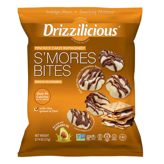 Drizzilicious S'mores Mini Rice Cake Gluten Free Bites, 0.74 oz