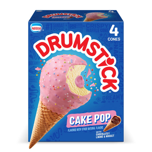 Drumstick Cake Pop Ice Cream Cones 18.4 Oz 4 Count Box