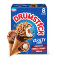 Drumstick Chocolate Vanilla Caramel Sundae Cones Variety Pack 8 Count 36.8 Fl Oz