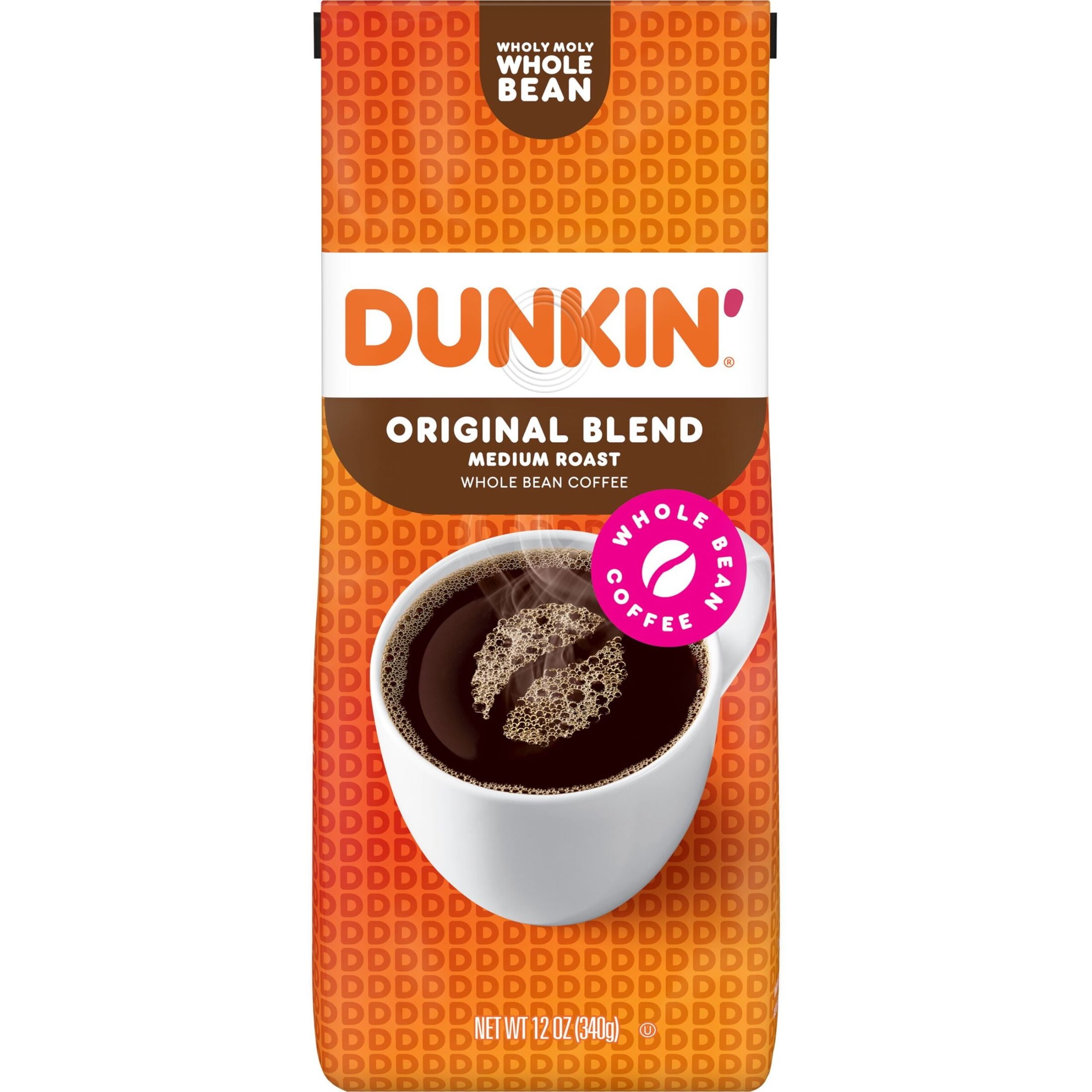 Dunkin' Original Blend Naturally Caffeinated Medium Roast Whole Bean Coffee 12 oz Bag