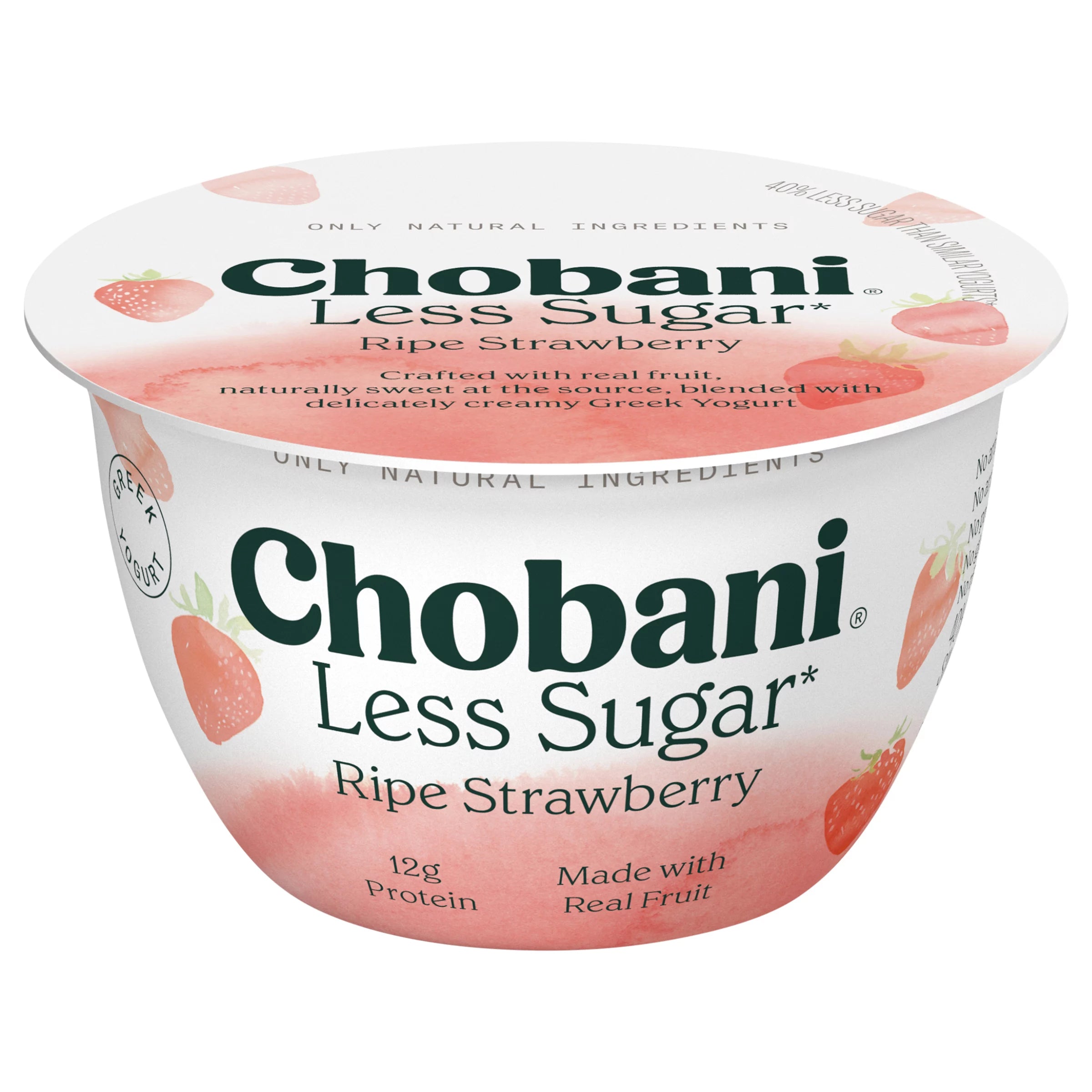 Chobani Less Sugar Low-Fat Greek Yogurt Ripe Strawberry Reduced Fat Less Sugar Greek Yogurt
5.3 ounce