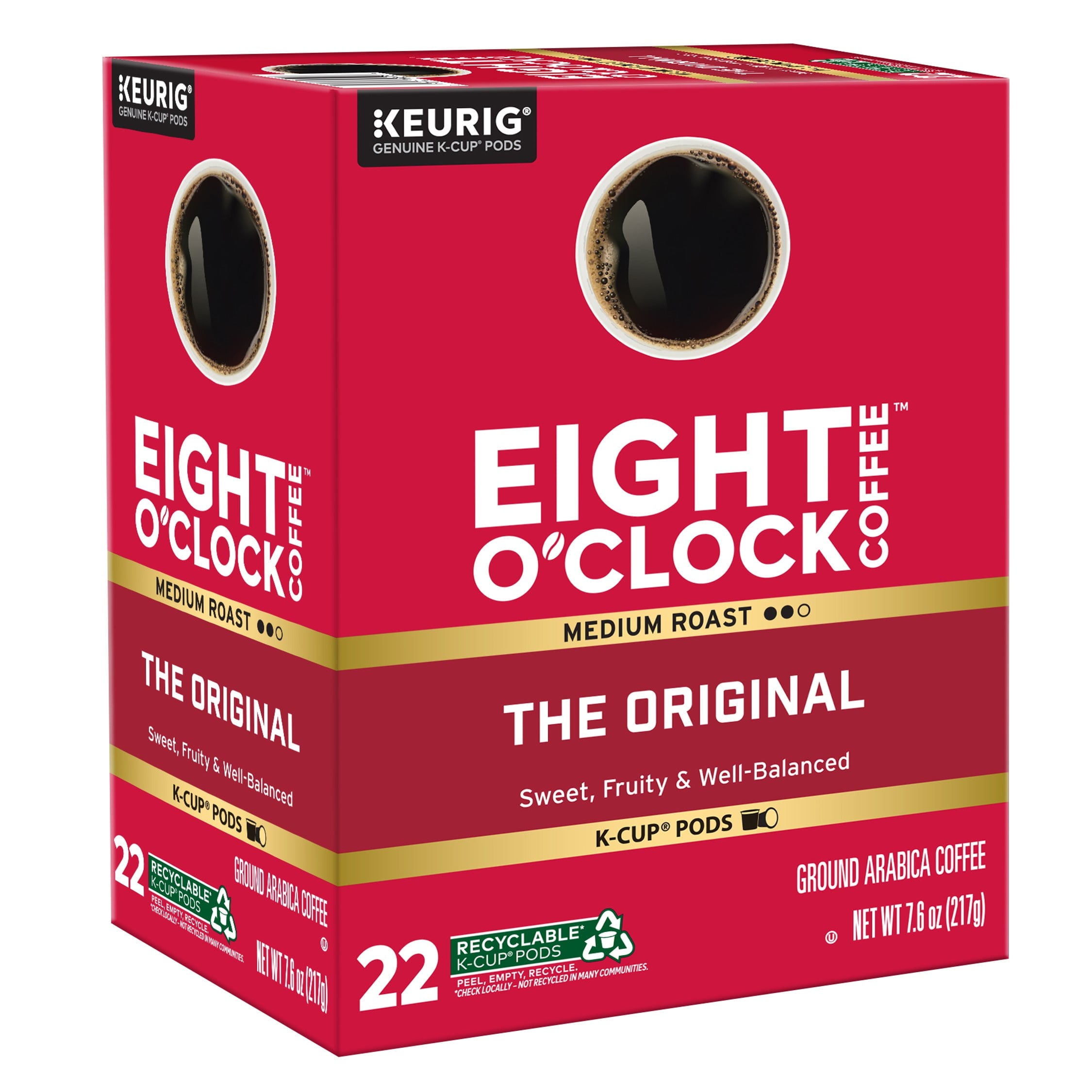 Eight O'Clock Original Medium Roast Coffee Keurig K-Cup Pods 22 Count
