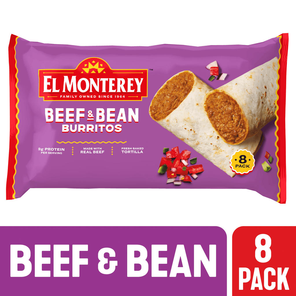 El Monterey Beef & Bean Burritos Frozen 32 Oz 8 Count